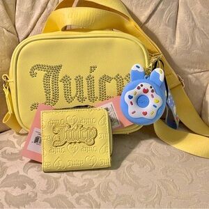 Juicy Couture Yellow New With Tags Crossbody Bag and Wallet Set